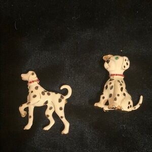 Chic Dalmatian Dog Brooch Pair